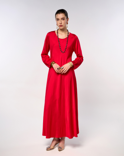 Italian Satin Long Waist Dress