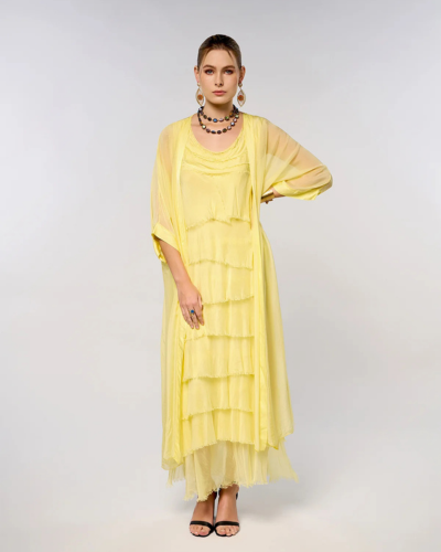 Italian Plain Sleeveless Layered Dress