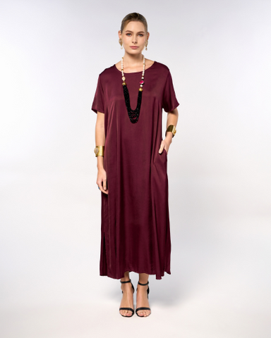 Italian Satin Plain Long Dress